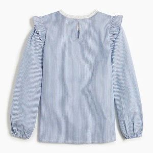 J Crew Long Sleeve Ruffle Shoulder Top